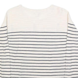 WHITE STUFF Womens Cream & Navy Patterned Cotton Blend Jumper Round Neck Basic