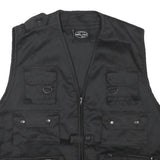 MIL-TEC Mens Black Utility Cotton Blend Vest M Pockets Casual Zip Fasten