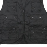MIL-TEC Mens Black Utility Cotton Blend Vest M Pockets Casual Zip Fasten