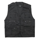 MIL-TEC Mens Black Utility Cotton Blend Vest M Pockets Casual Zip Fasten