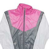 NIKE Womens Pink & Grey White Zip Jacket XS Polyester Colourblock Sportswear