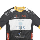 LOUIS GARNEAU Mens Black White & Yellow Cycling Jersey L Short Sleeve Crew Neck