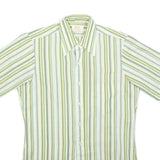 ARROW Mens Green & White Stripe Casual Shirt S Cotton Blend Lightweight