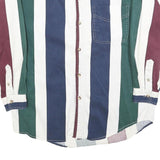 COLISEUM Boys Green & Burgundy & Blue & White Stripe Shirt XL Casual Cotton