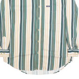 IUVY CREW Mens Green & Beige Striped Cotton Shirt M Classic Long Sleeve Button
