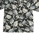 ELLIE BEE Womens Black & White Floral Cotton Shirt S Hawaiian Style Casual Top