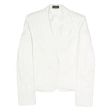JOSEPH Womens White Classic Jacket S Polyester Blend Plain Button Closure