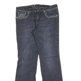 LA IDOL Womens Regular Fit Blue Denim Bootcut Jeans Cotton Blend W34 L32 Stud