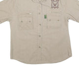 TAG Womens Beige Casual Cotton Blend Shirt S Zipper Pockets Campaign Style
