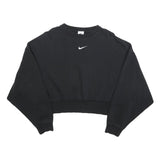 NIKE Womens Black Cotton Blend Crew Neck XS Cropped Sweatshirt Casual