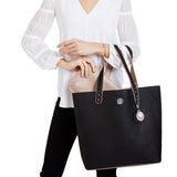 Reversible Vegan Tote In Black & Rose Gold