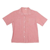 Womens Red & White Check Shirt M Button Front Cotton Summer Casual