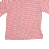 Womens Red & White Check Shirt M Button Front Cotton Summer Casual
