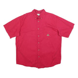 WRANGLER Mens Red Cotton Blend Short Sleeve Shirt XL Button Down Pocket Casual