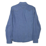 GUESS Mens Blue Denim Shirt M Casual Cotton Blend Long Sleeve Button