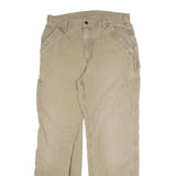 CARHARTT Mens Regular Beige Cotton Blend Trousers W34 L30 Button Closure