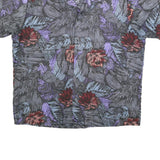 ROMAN Mens Black Purple Floral Print Shirt 2XL Polyester Blend Casual Summer