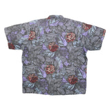 ROMAN Mens Black Purple Floral Print Shirt 2XL Polyester Blend Casual Summer