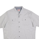 WRANGLER Mens Grey Casual Cotton Blend Shirt XL Button Short Sleeve Two Pockets