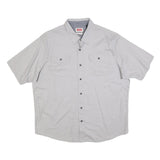 WRANGLER Mens Grey Casual Cotton Blend Shirt XL Button Short Sleeve Two Pockets