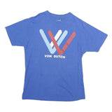 VON DUTCH Mens Blue Graphic T-Shirt L Short Sleeve Crew Neck Cotton Casual