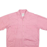 STANFORD Mens Pink Cotton Shirt L Button Pocket Short Sleeve Casual