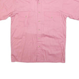 STANFORD Mens Pink Cotton Shirt L Button Pocket Short Sleeve Casual