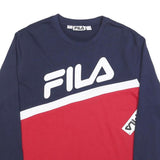 FILA Mens Navy & Red Cotton Blend Sweatshirt XL Crew Neck Long Sleeve Casual