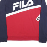FILA Mens Navy & Red Cotton Blend Sweatshirt XL Crew Neck Long Sleeve Casual