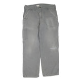 CARHARTT Mens Cotton Blend Grey Regular Straight Trousers W34 L29 Workwear