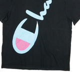 CHAMPION Mens Black & Light Blue Graphic T-Shirt XL Short Sleeve Crew Neck