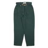SEPARA Womens Cotton Blend Green Relaxed Tapered Trousers W26 L26 Belted