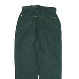 SEPARA Womens Cotton Blend Green Relaxed Tapered Trousers W26 L26 Belted