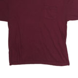 HANES Mens Maroon Pocket T-Shirt L Short Sleeve Crew Neck Casual Cotton