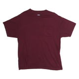 HANES Mens Maroon Pocket T-Shirt L Short Sleeve Crew Neck Casual Cotton