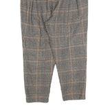 Womens Regular Fit Checked Trousers W30 L20 Classic Grey Brown Zip Pocket Detail