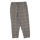 Womens Regular Fit Checked Trousers W30 L20 Classic Grey Brown Zip Pocket Detail
