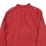 LAUREN RALPH LAUREN Womens Red Linen Shirt L Long Sleeve Button Up Casual