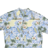 ROYAL CREATIONS Mens Blue Hawaiian Shirt XL Cotton Tropical Print Summer Casual