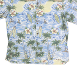 ROYAL CREATIONS Mens Blue Hawaiian Shirt XL Cotton Tropical Print Summer Casual