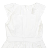 KATE SPADE Womens White Ruffle Sleeveless V-Neck Cotton Blend Top M Peplum