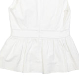 KATE SPADE Womens White Ruffle Sleeveless V-Neck Cotton Blend Top M Peplum