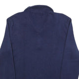 POLO RALPH LAUREN Mens Navy Plain Jumper Half Zip Crew Neck Basic Knit M Cotton