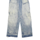 Mens Relaxed Blue Denim Rinse Jeans W28 L32 Large Pockets Casual Zip Closure