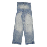 Mens Relaxed Blue Denim Rinse Jeans W28 L32 Large Pockets Casual Zip Closure