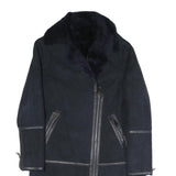 NOVE Womens Navy Blue Cotton Blend Long Sleeve Zip Jacket S Plain Stylish