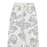 Womens Relaxed White Denim Printed Jeans Cotton Blend W26 L25 Bunny Pattern