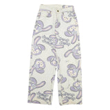 Womens Relaxed White Denim Printed Jeans Cotton Blend W26 L25 Bunny Pattern