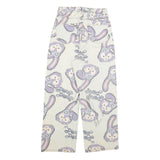 Womens Relaxed White Denim Printed Jeans Cotton Blend W26 L25 Bunny Pattern