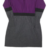 PAULE KA Womens Purple & Grey Wool Blend Day Dress Knit Long Sleeve XL